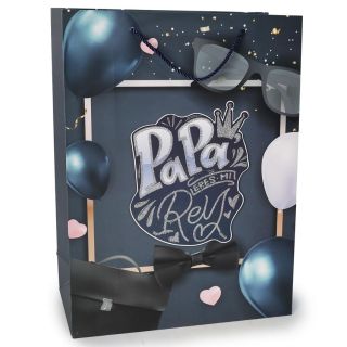 Bolsa Para Regalo Jumbo Papá 3D Con Glitter Y Accesorios Colores 41 x 30 Cm | JA-3319