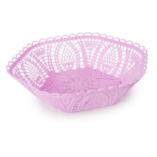 Panera Mini De Plástico Ortiplaztik Crochet Hexagonal Perforada Flor En Color Rosa 18 x 4.8 Cm | Ort