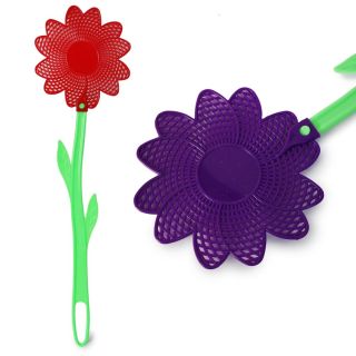 Matamoscas Grande De Plástico En Forma De Flor Ortiplaztik Con Mango Tallo Verde 47.5 Cm | Ort