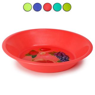 Plato Sopero De Plástico Chico Grabado Líneas Y Estampado Frutas Colores Neón 19 x 3.4 Cm | RP