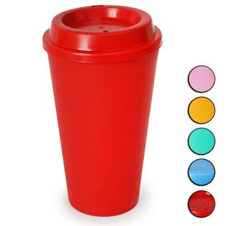 Vaso Mediano De Plástico Cafetero Con Tapa Salida En Colores Mate 14.5 Cm | RP