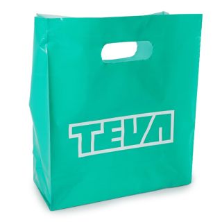 Bolsa Mediana De Plástico Gruesa En Color Verde Teva Con Asa 24.5 x 22 Cm | Teva