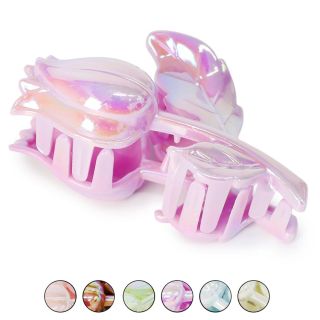 Pinza Chica De Plástico En Forma De Flor Tulipán Varios Colores Pastel Tornasol 7 Cm | XQ-41-469