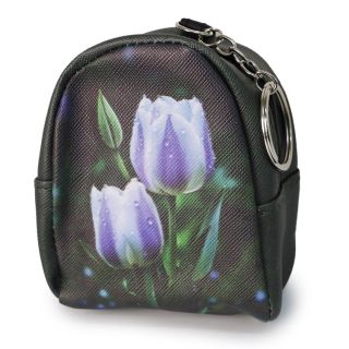 Monedero Grande De Vinil Rectangular Ovalado Estampado Tulipanes De Colores 9 Cm | XQ-41-467
