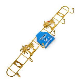 Perchero Grande De Metal Dorado Grabado Palmeras Con 6 Ganchos Gruesos 34 Cm | Mafu 333510