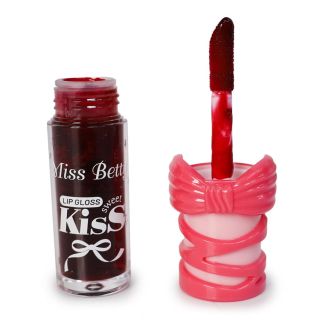 Tinta Para Labios Miss Betty En Tono Rojo Envase Transparente Tapa Grabada Moño 8.5 Cm | L6441