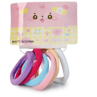 Donas Ligas Licra Medianas En Colores Pastel Cartón Cerdito Rosa 6 Donas Para Cabello 6 Cm | HG25O-42