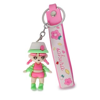 Llavero Grande Muñeca Trenzas De Goma Y Correa Grabada Varios Colores 5.5 Cm | HG26C-12