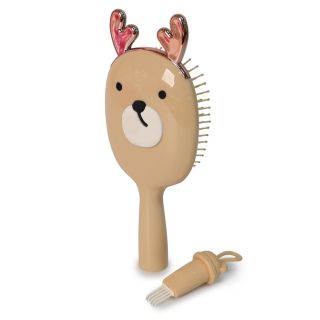 Cepillo Grande De Plástico Con Carita De Reno Y Peine Mini Varios Colores De 26 Cm | XH6022