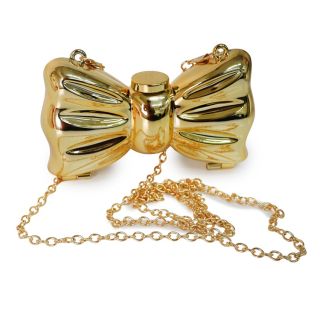 Bolso De Plástico Chico En Forma De Moño Metalizado Color Dorado Con Espejo 14.5 Cm | MAFU