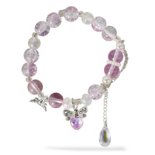 Pulsera Elástica Con Línea De Perlas De Colores Cadena Y Dijes Varios Colores 7.5 cm | HM25T-43