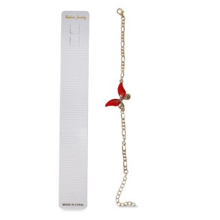 Pulsera De Metal Dorada Cadena Gruesa Con Dije Mariposa Ovalada Piedras Colores 21 Cm | ZXQ04743