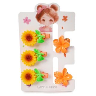 Pinzas Mini De Plástico Flores Hawaianas Y Picos Garza Mini Metal Con Girasoles Blíster 12 Cm | ZXQ04761