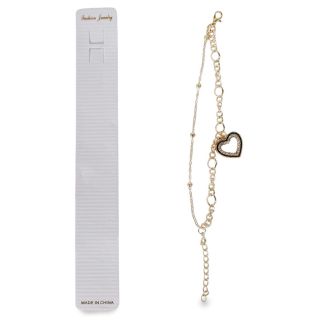 Pulsera De Metal Dorada Cadena Doble Delgada Y Gruesa Con Dije Líneas Negras Pedrería 21 Cm | ZXQ04742