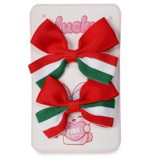 Picos Garza De Metal Chicos Con Moño De Tela Tricolor Verde Blanco Y Rojo Varios Modelos 13 Cm | ZXQ04739