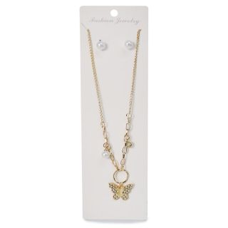 Collar De Metal Cadena Dorada Delgada Y Gruesa Con Perlas Dije Figuras Y Aretes 19.5 Cm | ZXQ04744