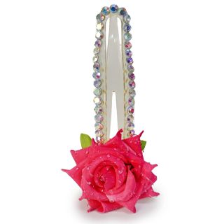 Pico Garza De Plástico Grande Transparente Con Línea De Piedras Y Flor con Gotas Colores 13 Cm | ZXQ04841