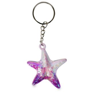 Llavero Grande Estrella Marina De Plástico En Colores Metalizados Ovalado Medida De 5 Cm | ZXQ04823