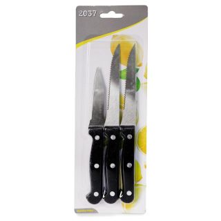 Cuchillos De Acero En Color Plateado Liso Y Con Cierra Mango De Plástico Negro 22 Cm | HM26G-150