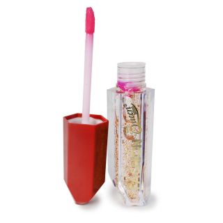 Lip Gloss Brillo Queen Hidratante De Larga Duración Con Glitter Dorado Envase Geométrico 11.6 Cm | HM26G-168