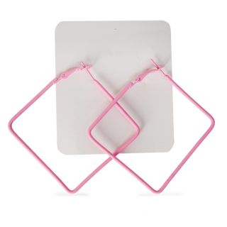 Aretes Arracadas De Metal Aro Y Rombo De Colores Delgadas Con Broche 6.5 Cm | 31D-1