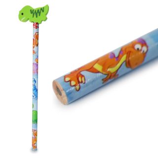 Lápiz Escolar HB De Grafito Negro Estampado De Colores Con Goma Dinosaurios 18 Cm | XQ-42-543