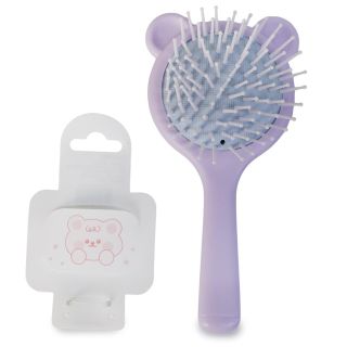 Cepillo Mediano De Colores Con Orejitas De Oso Y Espejo Circular Con Cerdas Blancas 16 Cm | HG26D-19