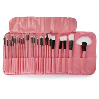 Brochas Delgadas Con Mango De Madera Color Rosa Para Maquillaje Cartera 24 Brochas 53 Cm | HG26D-89