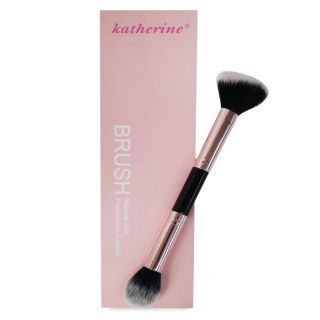 Brocha Mediana Katherine Doble Para Rubor Con Mango Metalizado Rosa Y Negro 18.5 Cm | HG26D-22
