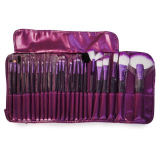 Brochas Delgadas Con Mango De Madera Color Morado Para Maquillaje Cartera 24 Brochas 53 Cm | HG26D-89