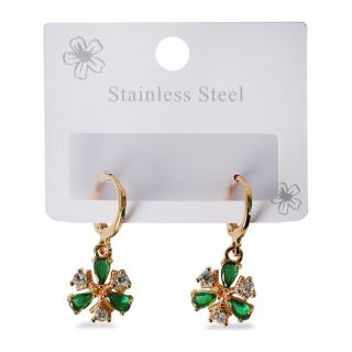 Aretes Chicos De Acero Inoxidable En Color Dorado Con Flor Estrella Colores Y Piedra 2.5 Cm | HM26J-2
