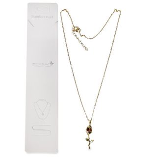 Collar De Acero Inoxidable Cadena Dorada Delgada Con Dije Tulipán Con Tallo Colores 19 Cm | HM26J-6