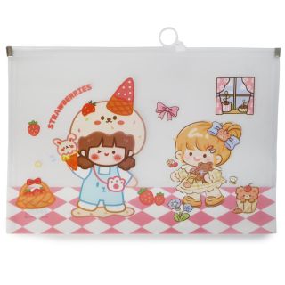 Folder De Plástico Grande Transparente Mate Estampada Muñecas Oficios Colores 33 x 24 Cm | HM26I-10