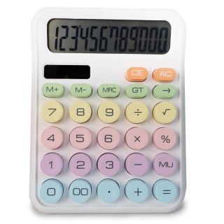 Calculadora Grande De Plástico En Color Blanco Con Botones Grandes De Colores 16.5 Cm | KK-2688