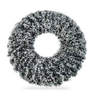 Corona Grande De Plástico Navideña Decorativa En Color Verde Con Nieve Blanca 37 Cm | WD-1036A-1