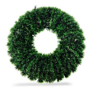 Corona Grande De Plástico Navideña Decorativa En Color Verde 37 Cm | WD-1036A-1