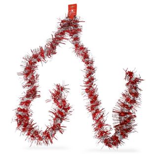 Escarcha Navideña Decorativa Delgada En Color Plata Con Rojo Metalizada Línea De 2 Mts | WD-2001A-1