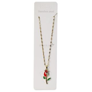 Collar Delgado De Acero Inoxidable Dorado Cadena Plana Con Dije Tulipan Colores Con Rama 19.5 Cm | KUN-5475