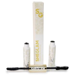 Rimel Máscara Para Pestañas Sheglam Negro Con Doble Cepillos Ovalado Y Espiral 13 Cm | KUN-6017
