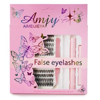 Pestañas Postizas En Grupo Aimeijieya Con Accesorios Caja Rosa Estampada Mariposas 20.5 Cm | KUN-6042