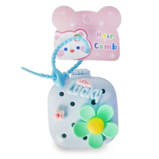 Cepillo Con Espejo Compacto Cuadrado Con Figuras movibles De Colores Colgantes 7 Cm | KUN-6043