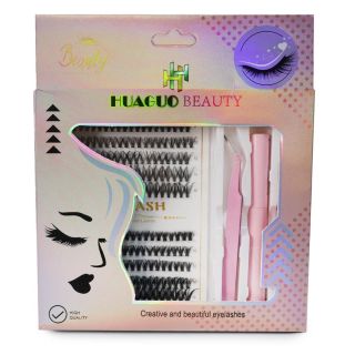 Pestañas Postizas Seminaturales En Grupo Huaguo Con Accesorios Y Pinzas Silueta Rostro 21 Cm | HG25U-52