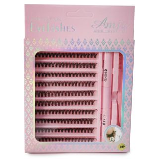 Pestañas Postizas Seminaturales En Grupo Aimeijieya Con Accesorios Caja Rosa Rombos 18 Cm | HG25C-29