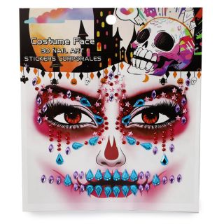 Sticker Planilla Jumbo Con Piedras Decorativas Faciales De Colores Varias Figuras 22 Cm | HG26G-17