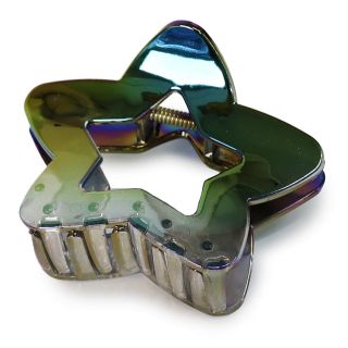 Pinza Grande De Acrílico En Forma De Estrella Ovalada Bicolor Colores Tornasol 6.5 Cm | HG26G-58