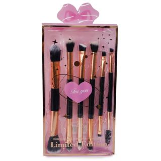 Brochas Delgadas For You Doble Punta Con Mango Bicolor Negro Con Dorado 6 Brochas 19.5 Cm | HG26F-12