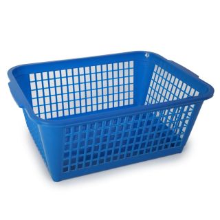 Canasta Multiusos De Plástico Grande Rectangular Honda Perforada Cuadros Azul 36.5 x 26 x 14.5 Cm | RP