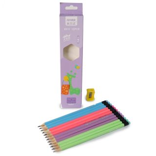Lápices Escolares HB Ivird Hexagonales Grafiro Negro Mango De Colores Caja Con 12 Lápices 21.5 Cm | QWK-1747 6813