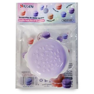 Sacapuntas Escolar Grande De Plástico Doble En Estuche Circular Macarrón Colores 6 Cm | GMA-1539