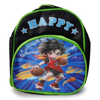 Mochila Escolar Chica Estampada Niño Basquetbol En Color Negra Con Verde Y Cierre 26 Cm | Mafu